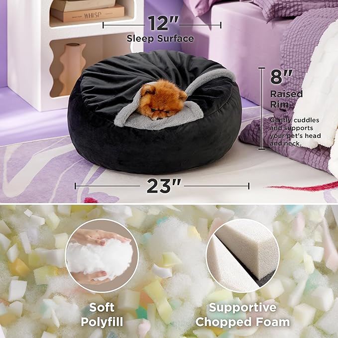 Lesure Small Dog Bed with Cover Cave 23"