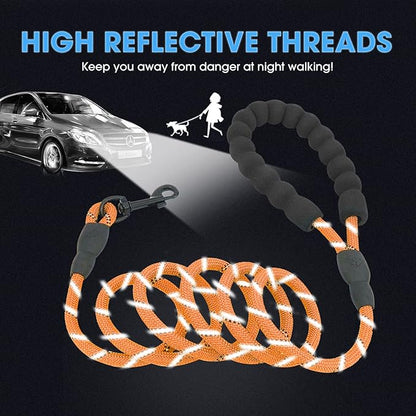 BAAPET 2/4/5/6 FT Dog Leash with Comfortable Padded Handle and Highly Reflective Threads for Small Medium and Large Dogs (5FT-1/3''