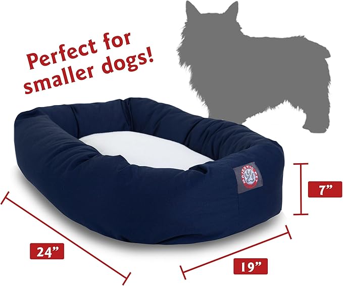 24 inch Blue & Sherpa Bagel Dog Bed By Majestic Pet Products