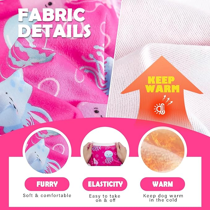 Dog Pajamas Cute Duck Soft Fleece Stretchy Dog Onesie Pet Pjs Fall Dog Clothes for Small Dogs Girl Boy (Medium, Rose)