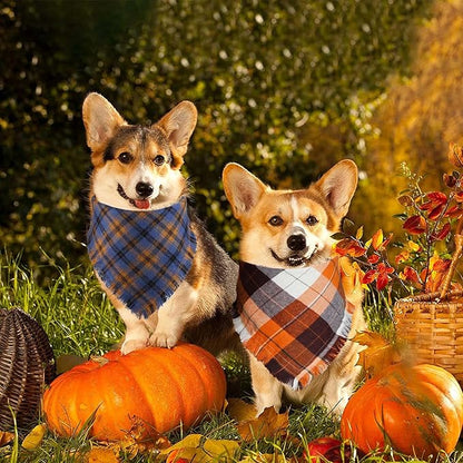 STMK Fall Dog Bandana, 4 Pack Holiday Fall Thanksgiving Day Dog Bandanas with Tassels Edges for Small Medium Large Dogs