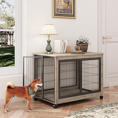 NicBex Dog Crate Furniture Dog Cage with Doors and Lift Top