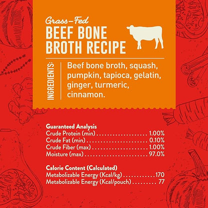 Stella & Chewy's Bountiful Bone Broth Grass-Fed Beef Recipe Meal Topper for Dogs, 16 oz. Resealable Pouch (Pack of 6)