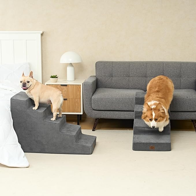 EHEYCIGA Dog Stairs for Small Dog 19.7”H 4-Step Slope