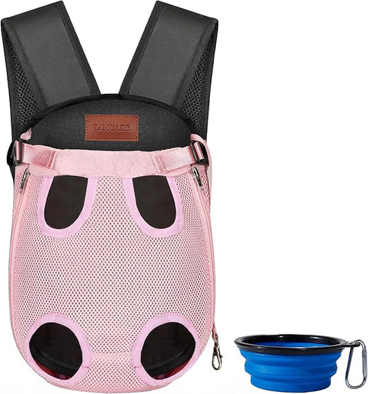 Pet Backpack Carrier for Small Dogs Easy-Fit Dog Backpack Carrier Adjustable Dog Chest Carrier 5-8 Lbs, Pink M