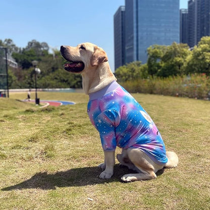 Dog Blue Purple Tiedye T Shirts Shining Unicorn Pattern Printed Pet Shirt Softable Pajamas for Large Dogs (3XL, Blue)