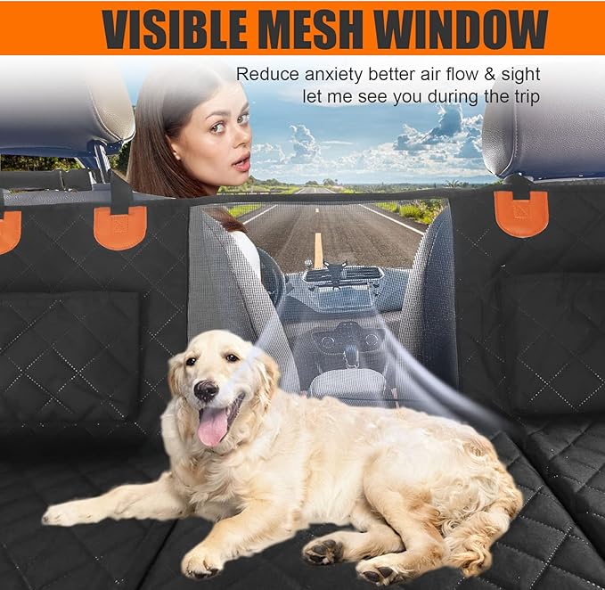 Dog Car Seat Cover for Back Seat with Hard Bottom
