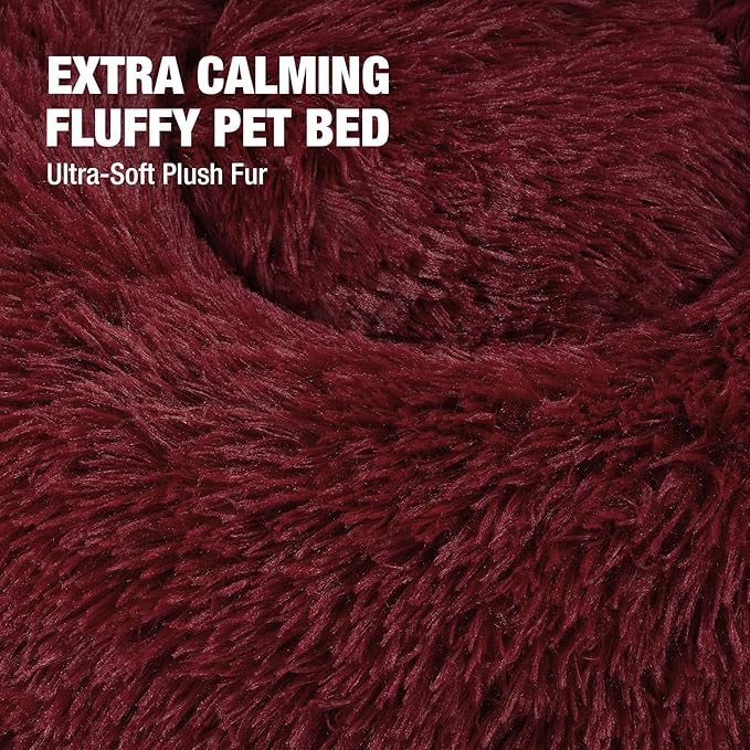 Veehoo Calming Dog Bed for Medium Small Dog 25 lbs 23", Burgundy