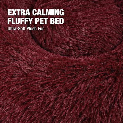 Veehoo Calming Cat Bed for Small Cats 20", Burgundy