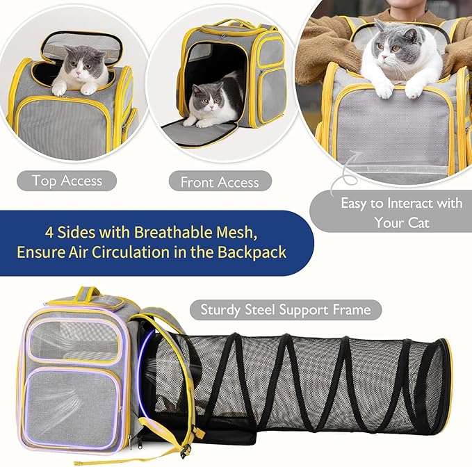 Cat Backpack Carrier Bubble Expandable Pet Carriers Backpack for Small Dogs, Large Space Bag with Collapsible Tunnel Airline Approved, Kitten Puppy for Outdoor Travel Hiking Fit Up to 20 Lbs