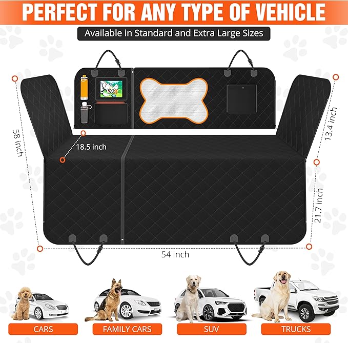 Pet Backseat Extender for Dogs 600D Fabric 500lbs, Waterproof,