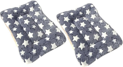 2 Pcs Pet Bed Mats. Ultra Soft Pet (Dog/Cat) Bed with Cute Prints. Reversible Faux Lambswool Kennel Pad for Medium Small Dogs and Cats. Machine Washable Pet Bed.