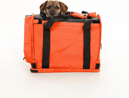 SturdiBag Pro 2.0 Pet Travel Carrier with Flexible Height for Cats and Dogs | Soft Sided Pet Carrier Bag with Safety Clips and Seatbelt Straps for Airplane or Car Travel | Medium, Orange