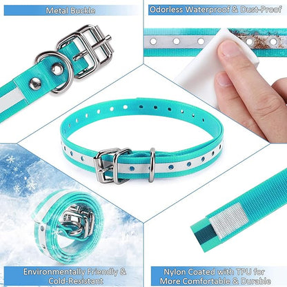 Replacement Collar Strap 3/4',Reflective,Adjustable,Metal Buckled,Waterproof Pack2)