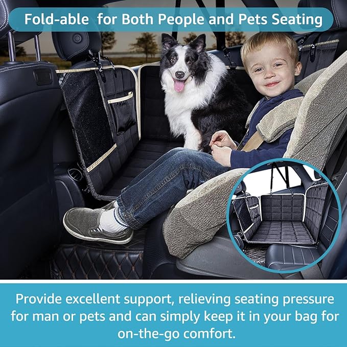 Lassie Back Seat Extender for Dogs Hard Bottom Waterproof Dog Hammock for Car