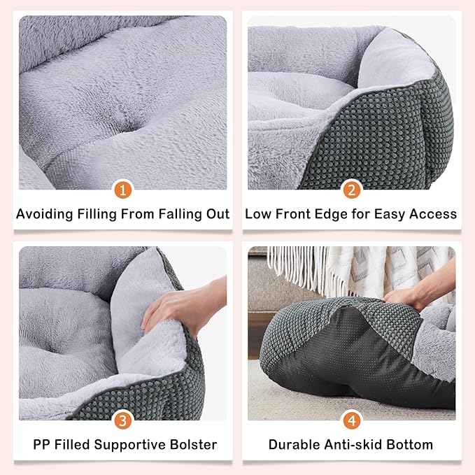 MIXJOY Dog Beds for Small Dogs Cats (20x19in,Grey)