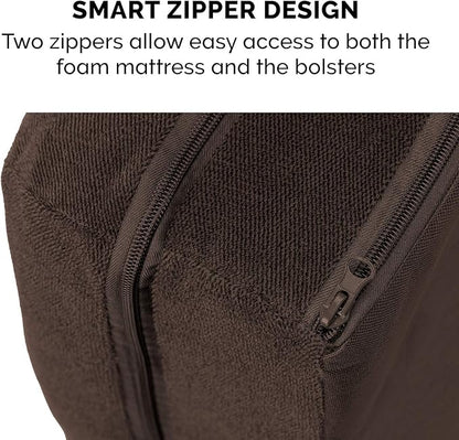 Furhaven Memory Foam Dog Bed for Large/Medium Dogs w/ Removable Bolsters & Washable Cover 55 lbs