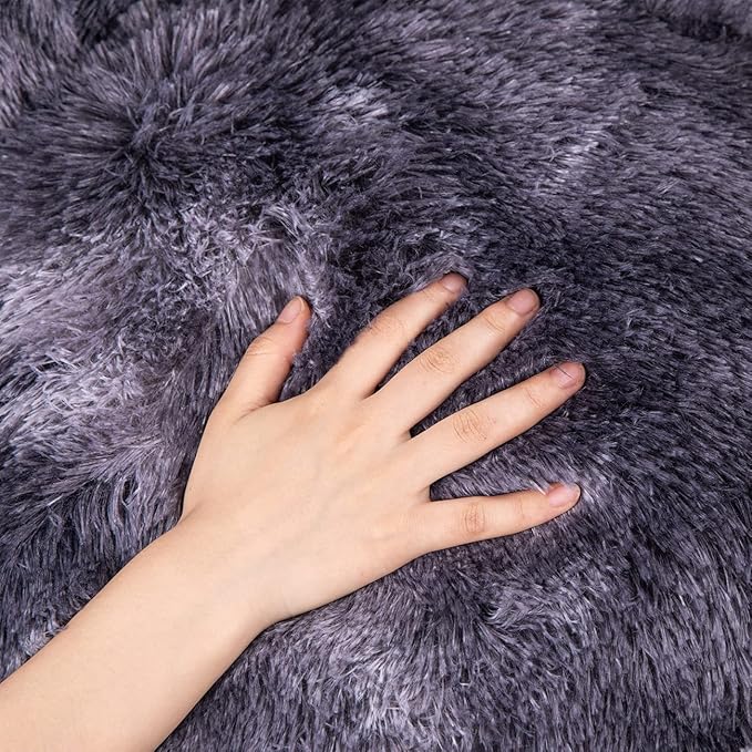 Oval Calming Donut Cuddler Dog Bed Bed(30"/36"/43") for (L(30"x24"x7"), Grey2021)