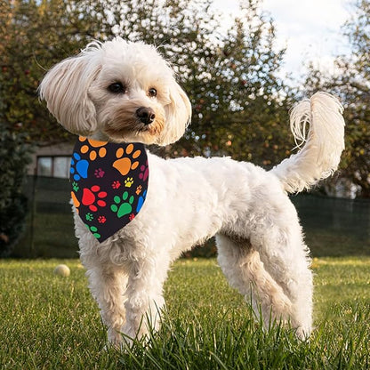Paw Print Dog Bandanas for Small Dogs Breed 18 Inch 7PCS