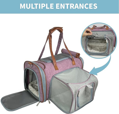 Mr. Peanut's Expandable Airline Approved Soft Sided Pet Carrier, Low Profile Gold Series Tote, Premium Brand Self Locking Zippers, Plush Faux Fleece Bedding with a Sturdy Plywood Base
