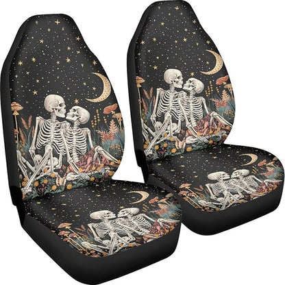 Halloween Skull Mushroom Moon Car Seat Covers Washable Seat Protector for Women Men Automotive Vehicle Seat Covers Car Interior Accessories for Cars