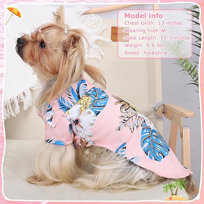 Dog Hawaiian Shirt Hawaii Style Summer Dog Clothes Boy Girl Breathable Cool Costume Beach Seaside Sweatshirt for Small Puppy Polo T-Shirt Pet Outfit