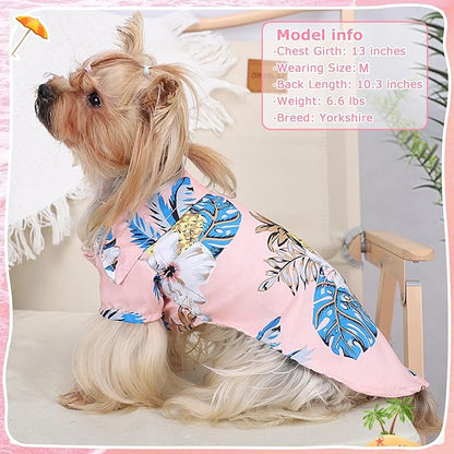 Dog Hawaiian Shirt Hawaii Style Summer Dog Clothes Boy Girl Breathable Cool Costume Beach Seaside Sweatshirt for Small Puppy Polo T-Shirt Pet Outfit