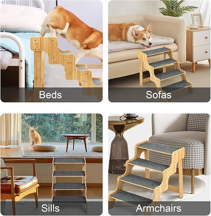 Dog Stairs for High Bed and Couch 4-Steps Non-Slip
