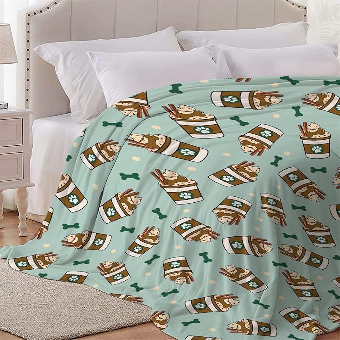 Puppy Coffee Dog Bone Blanket Gifts Super Soft Pet Blanket for Dog 50"x40" for