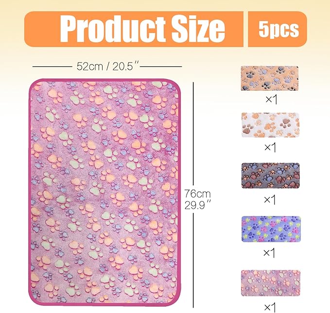 5 Pcs Pet Blankets 30"X20" Puppy
