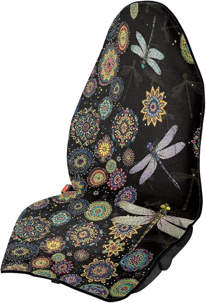 Dragonfly Sweatproof Towel Car Front Seat Cover Non-Slip Bucket Seat Protector Easy to Install from Sweat, Food, Dirt, Gym, Swimming, Workout and Grime