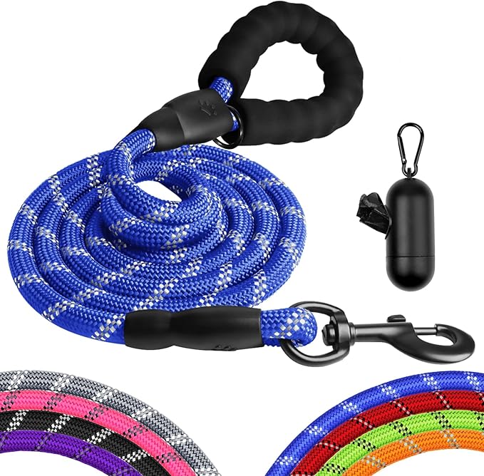 Heavy Duty Dog Leash for Large Medium Small Breed Dogs Handle,4/5/6 FT Holder,Blue,1/2 inch