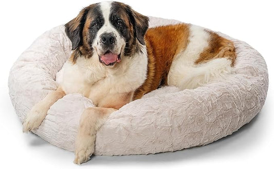 Best Friends by Sheri The Original Calming Donut Cat and Dog Bed in Lux Fur Oyster 45"