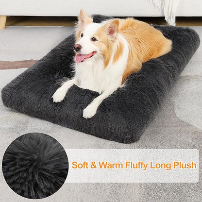 KSIIA Dog Crate Bed Washable Dog Beds for Extra Large Dogs Deluxe Plush Fluffy Comfy Thick Kennel Pad Anti-Slip & Anti-Scratch Pet Sleeping Mat 41 x 27 Inch,