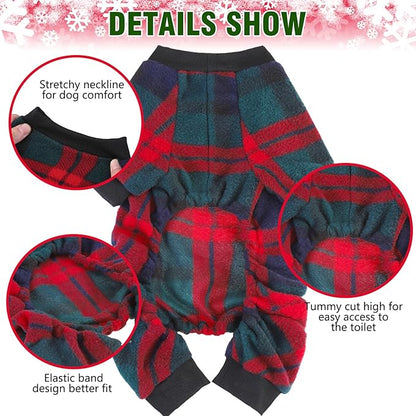 SCENEREAL Dog Pajamas for Small to Large Dogs Soft Pet Sweater Clothes Warm Puppy Onesie Outfits for Doggie Winter Christmas