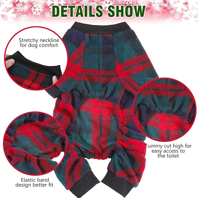 SCENEREAL Dog Pajamas for Small to Large Dogs Soft Pet Sweater Clothes Warm Puppy Onesie Outfits for Doggie Winter Christmas