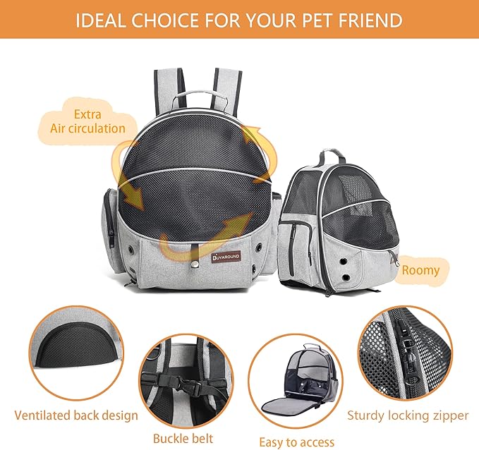 Cat Backpack, Pet Carrier Backpack for Small Cats and Dogs, Puppies Kittens Fully Ventilated Mesh Dog Backpack Bag for Traveling, Hiking, Outdoor