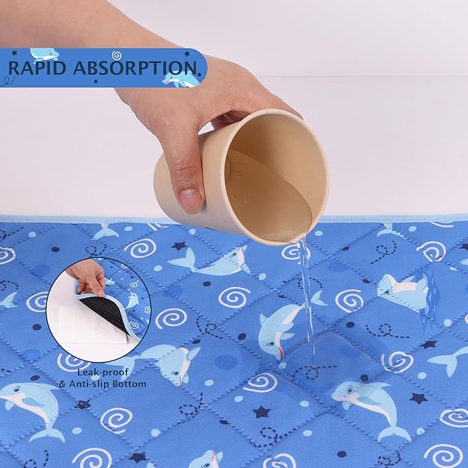 IEUUMLER Washable Pee Pads for Dogs 1 Pack EU007 (Dolphin, 48"X48"-1pcs)