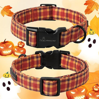 ARING PET Fall Dog Collar-Cotton Halloween Plaid Dog Collar