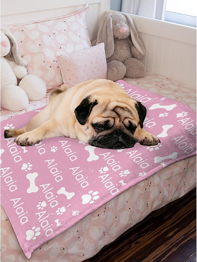 Personalized Dog Blankets Dog Paw Print Blanket Puppy Blanket 40"x30" for