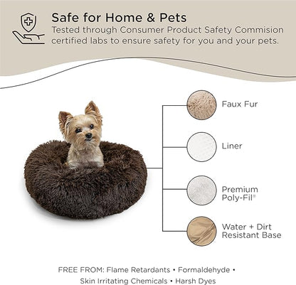 Best Friends by Sheri The Original Calming Donut Cat and Dog Bed in Shag Fur Shag Dark Brown 18"