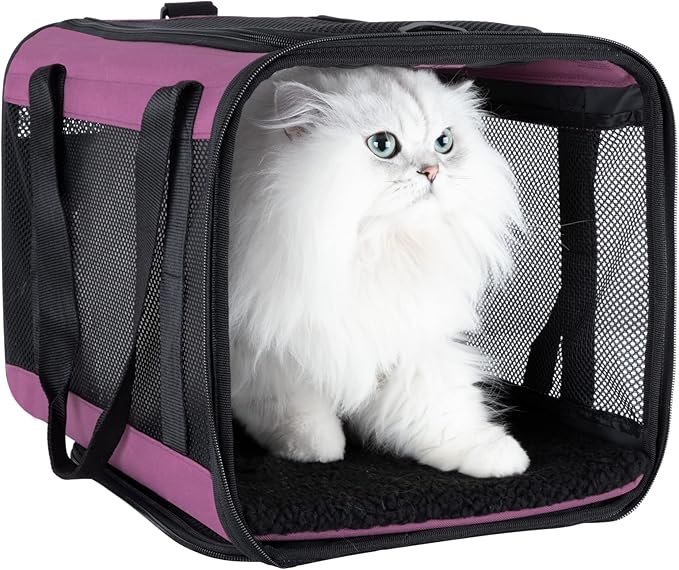 Soft Pet Carrier for Large and Medium Cats, 2 Kitties, Small Dogs. Easy to Get Cat in, Great for Cats That Don't Like Carriers (Viva Magenta)