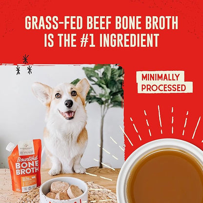 Stella & Chewy's Bountiful Bone Broth Grass-Fed Beef Recipe Meal Topper for Dogs, 16 oz. Resealable Pouch (Pack of 6)