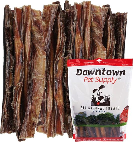 Downtown Pet Supply Bully Sticks for Dogs (12", 100-pack Regular) Rawhide Free Dog Chews Long Lasting Non-Splintering Pizzle Sticks - USA Sourced Low Odor Bully Sticks for Large Dogs