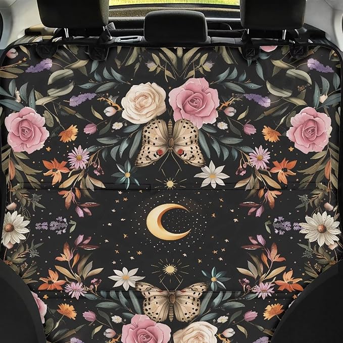 AFPANQZ Moon Flowers Car Back Seat Cover