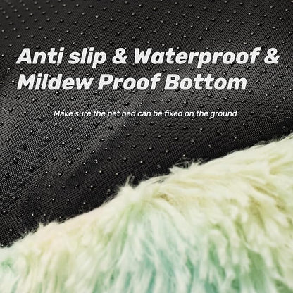 Anti Anxiety Round Fluffy Plush Faux Fur Warm Washable Dog Bed & Cat Bed Sleep（20"/24"/27''） (20",
