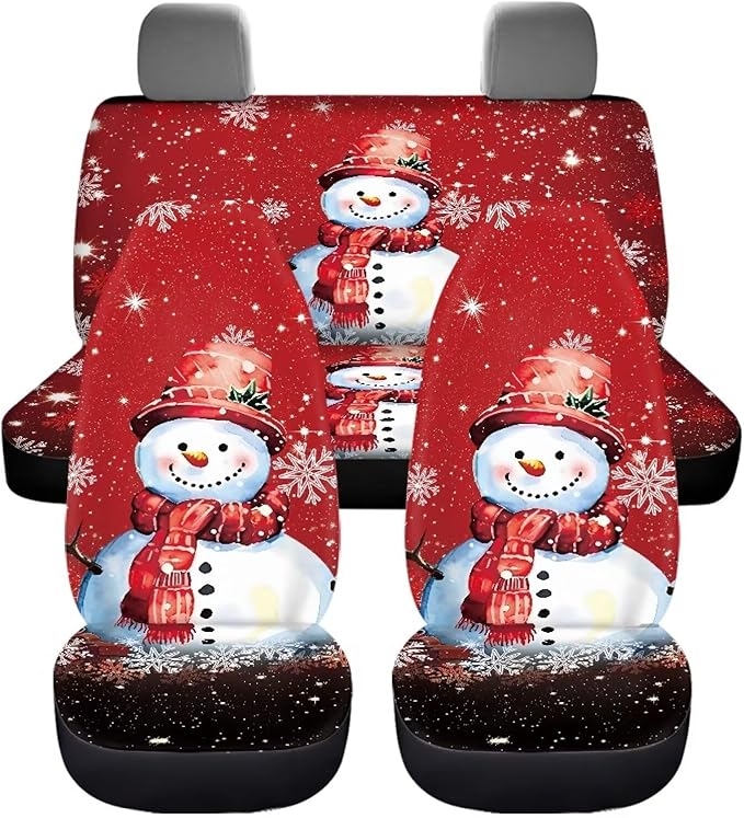 Merry Christmas Snowman Universal Car Seat Covers Full