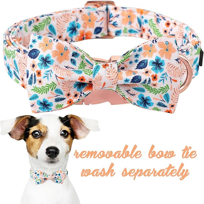 Unique Style Paws Cotton Dog Collar with Bow