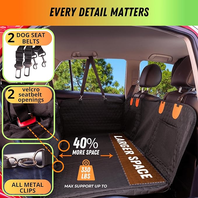 Hard Bottom Dog Car Seat Cover for Back Seat