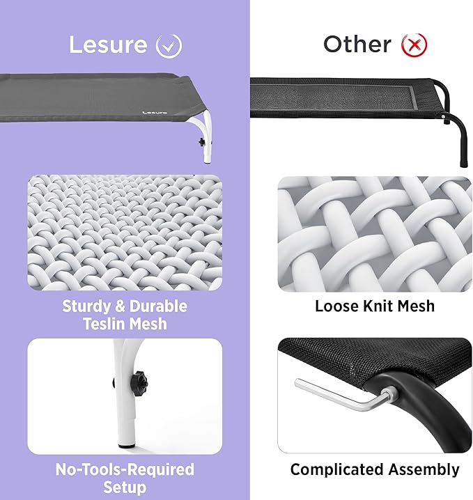 Lesure Elevated Raised Outdoor Dog Bed 34"